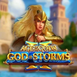 Age Of The Gods: God Of Storms 2 slot logo by Playtech at WinRolla Casino