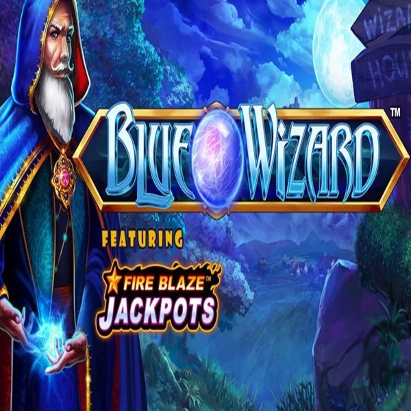 Blue Wizard Fire Blaze Jackpots logo – Slots by Rarestone Gaming at WinRolla Casino