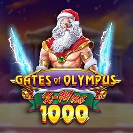 Gates of Olympus Xmas 1000 online game logo by Pragmatic Play on winrolla-casino.net